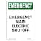 Signmission Safety Sign, OSHA EMERGENCY, 5" Height, Main Electric Shutoff, Portrait OS-EM-D-35-V-10516 - alternate 1
